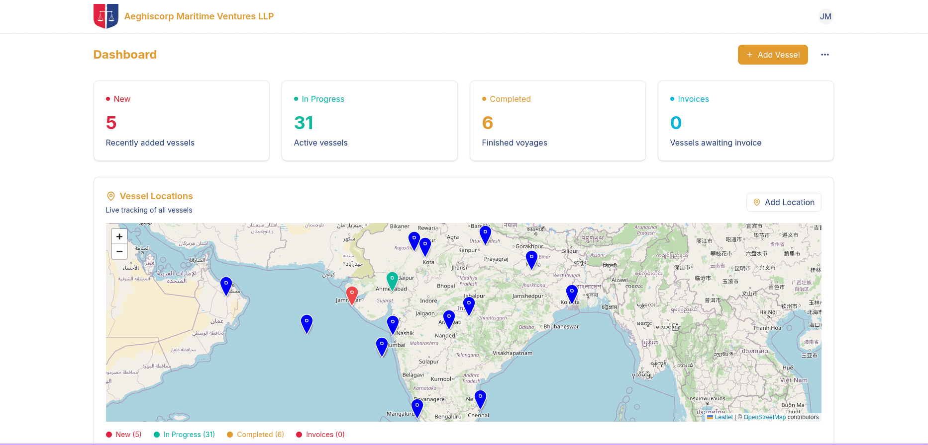 AeghisCorp Dashboard - Shipping Operations Management